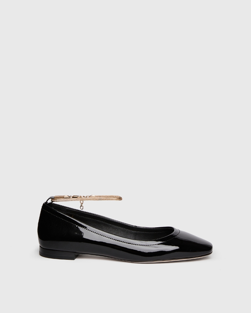 Janine Flat - Black Patent